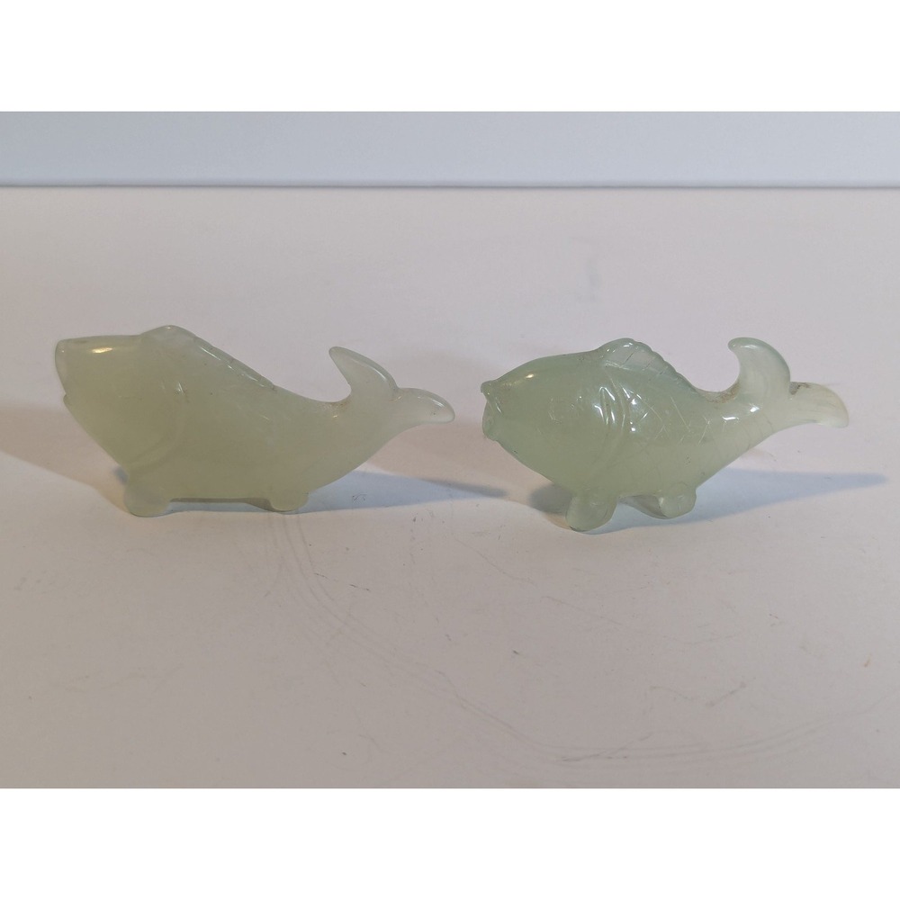 Hand Carved Jade‎ Fish Statues 1 1/4 in